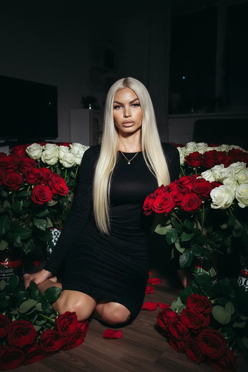 Тренд ИИ фотосессии: Роковой расцвет — пример ИИ-фото на Sorya.ru