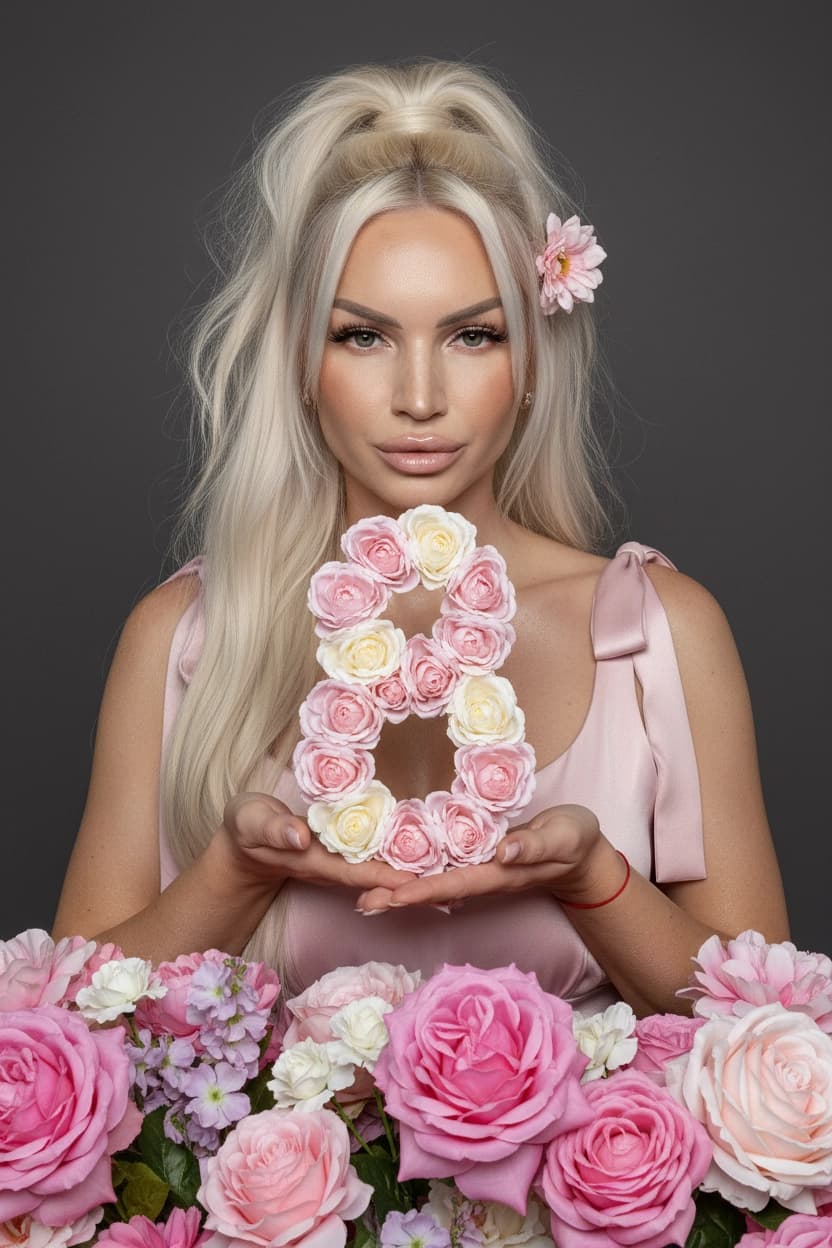 Тренд ИИ фотосессии: Цветущее восьмое чудо — пример ИИ-фото на Sorya.ru