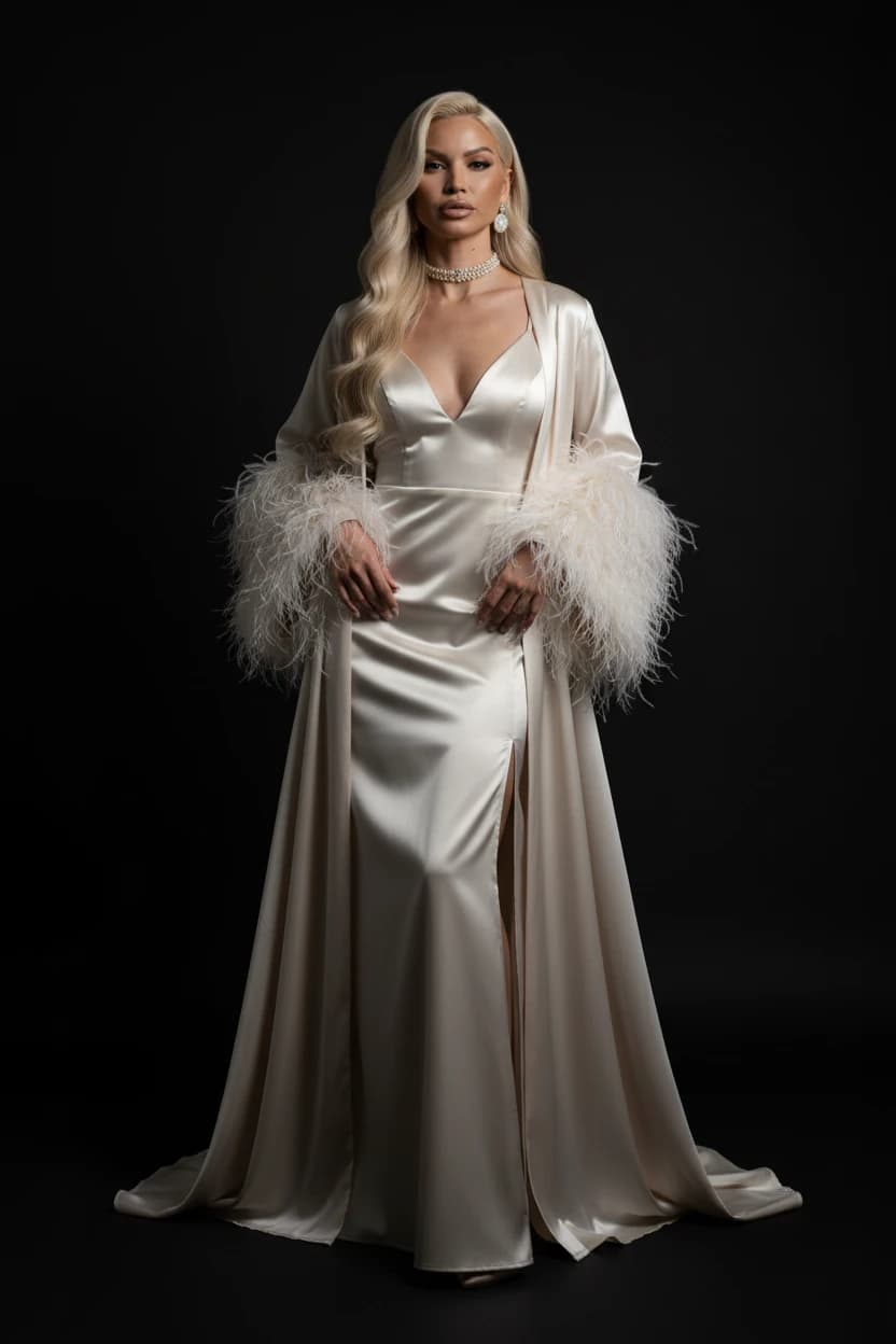 Тренд ИИ фотосессии: Жемчужное сияние Голливуда — пример ИИ-фото на Sorya.ru