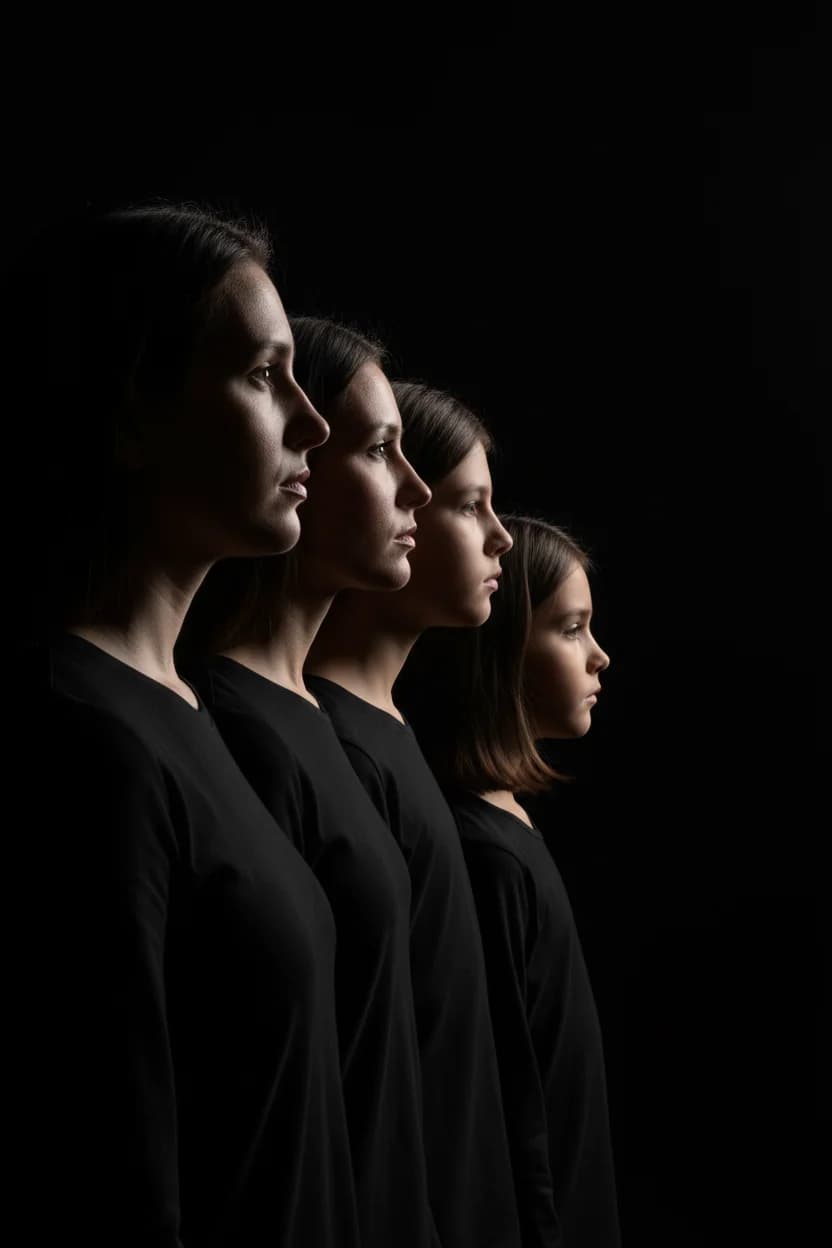 Тренд ИИ фотосессии: Портрет поколений — пример ИИ-фото на Sorya.ru