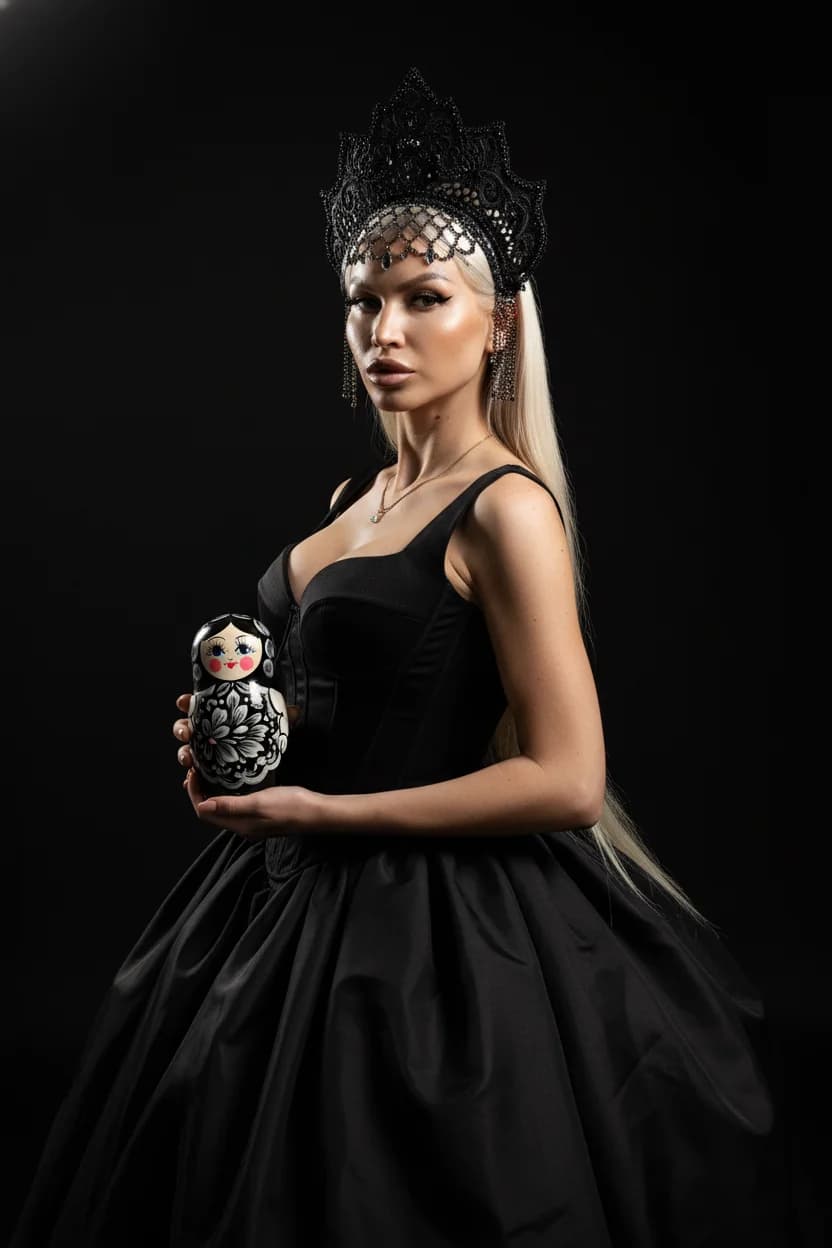 Тренд ИИ фотосессии: Царица Ночи — пример ИИ-фото на Sorya.ru