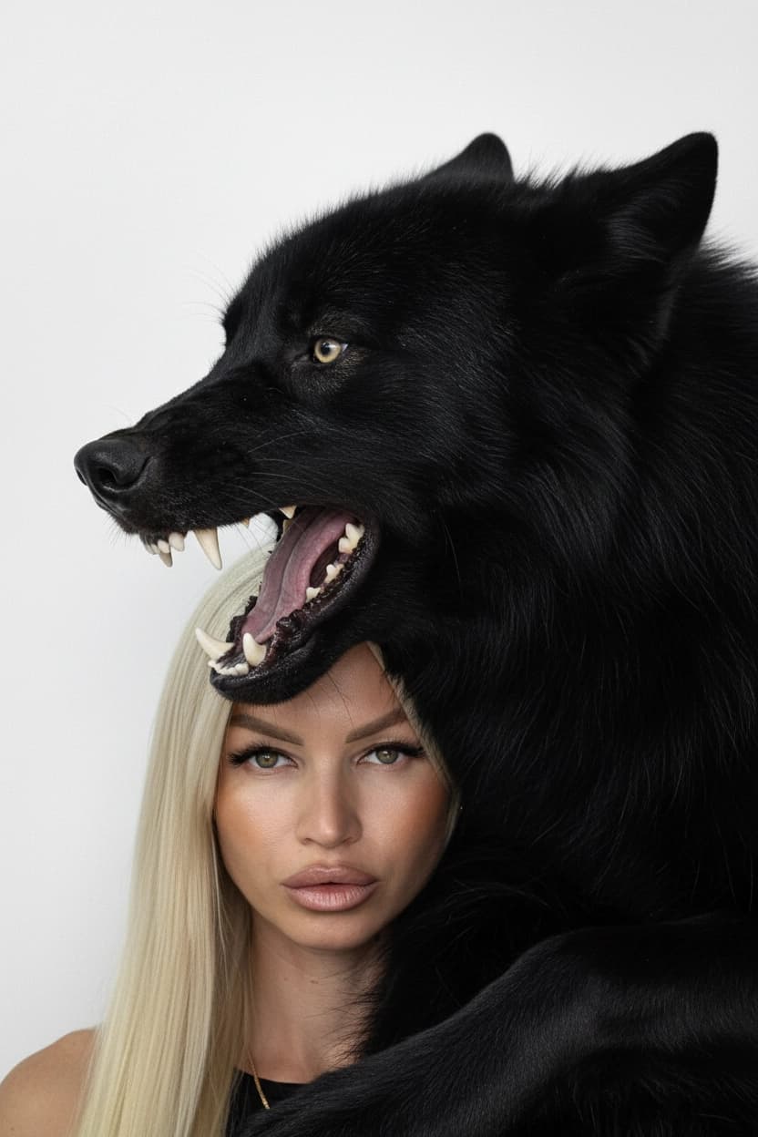 Тренд ИИ фотосессии: Тень Зверя: Слияние — пример ИИ-фото на Sorya.ru