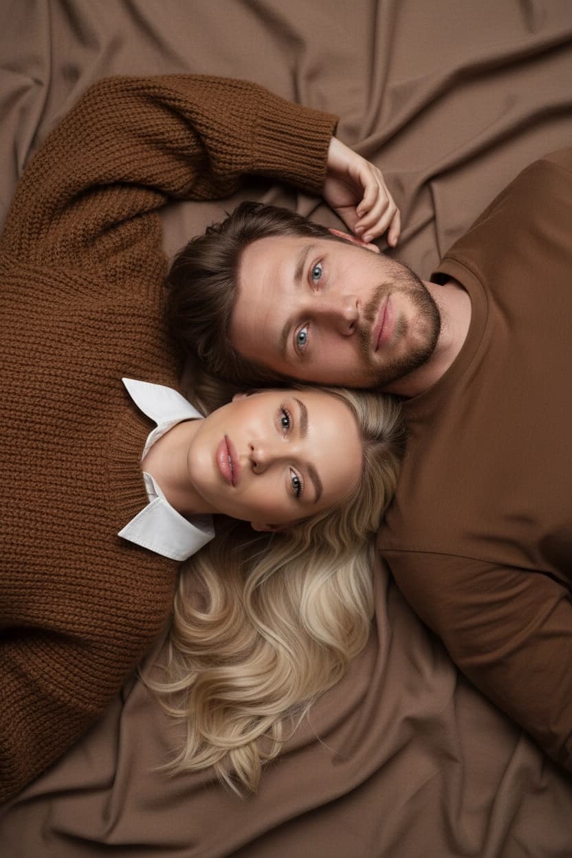 Тренд ИИ фотосессии: Тёплая симметрия — пример ИИ-фото на Sorya.ru