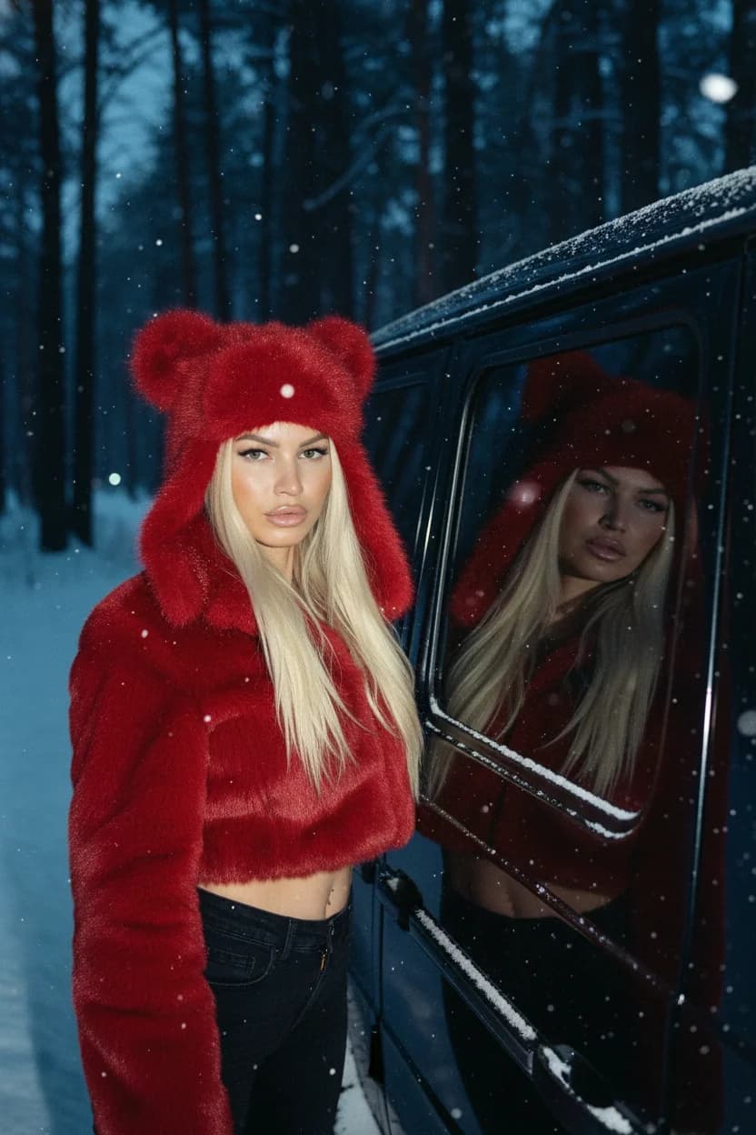 Тренд ИИ фотосессии: Вишнёвый Взрыв — пример ИИ-фото на Sorya.ru