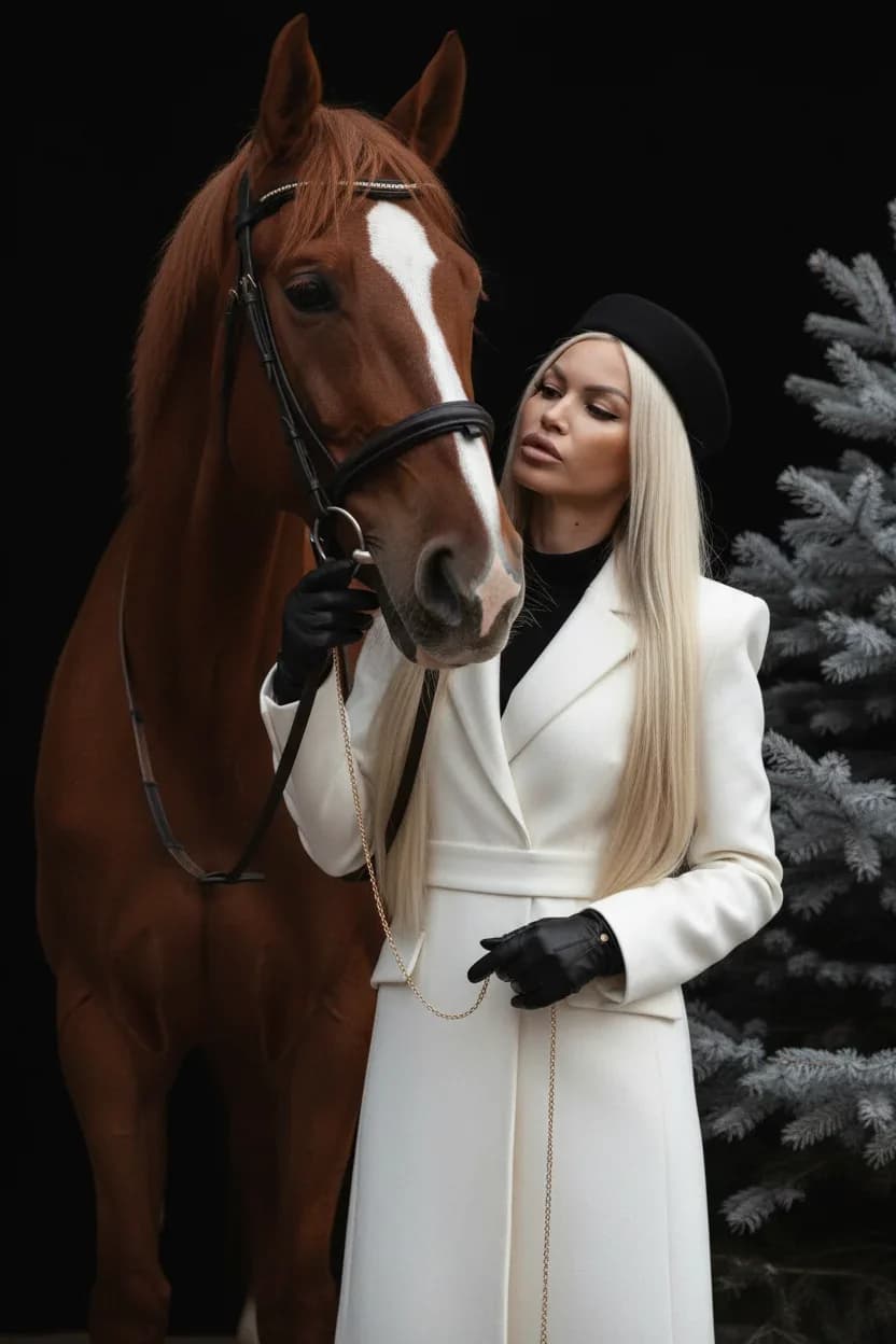 Тренд ИИ фотосессии: Царство Грации и Инея — пример ИИ-фото на Sorya.ru