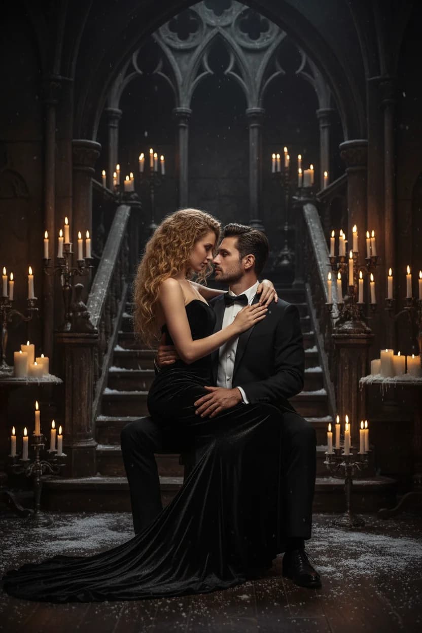 Тренд ИИ фотосессии: Романтическая зимняя фотосессия — пример ИИ-фото на Sorya.ru