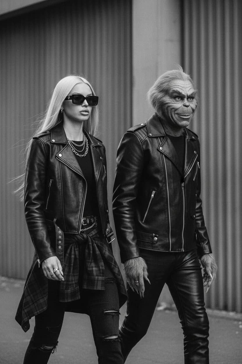 Тренд ИИ фотосессии: Дерзкий Гранж-Гламур — пример ИИ-фото на Sorya.ru