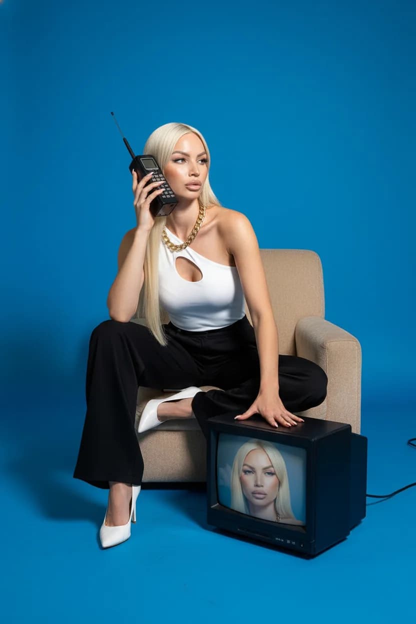 Тренд ИИ фотосессии: Ретро — пример ИИ-фото на Sorya.ru