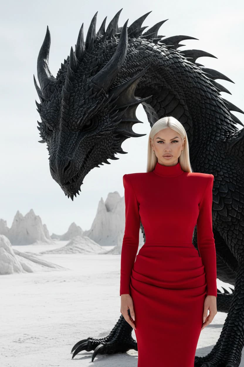 Тренд ИИ фотосессии: Мой дракон — пример ИИ-фото на Sorya.ru