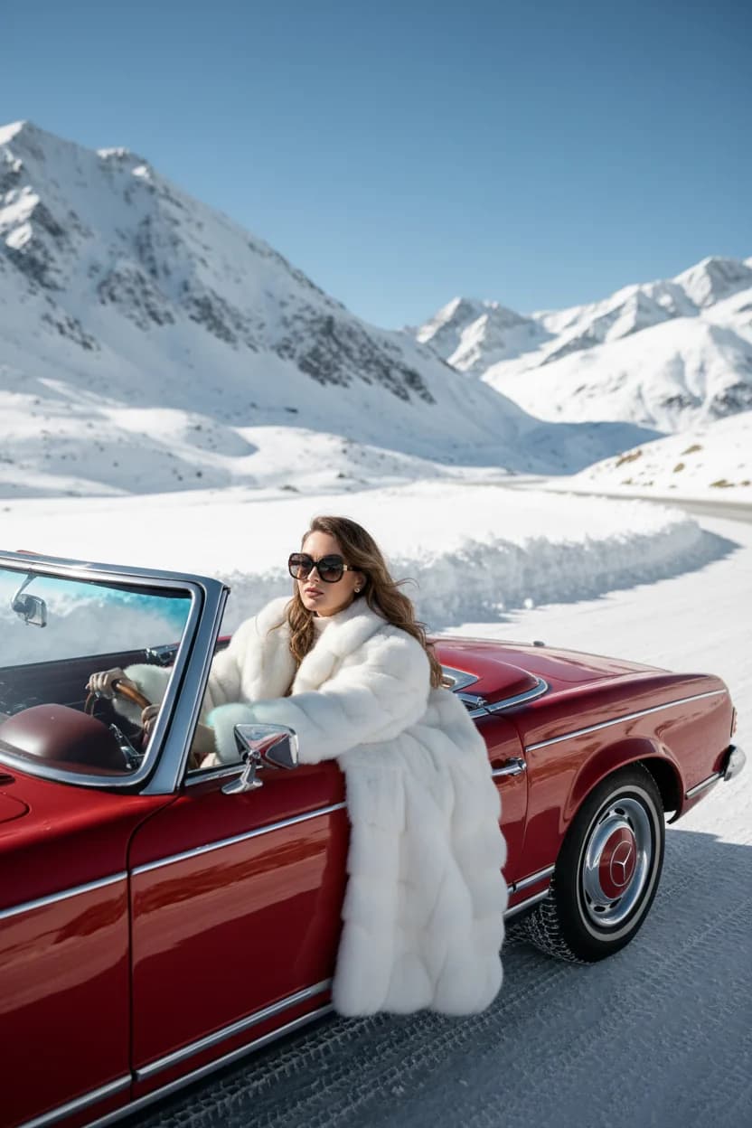 Тренд ИИ фотосессии: Альпийский Шик — пример ИИ-фото на Sorya.ru