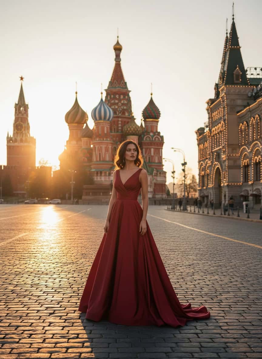 Вариант образа в стиле Фотосессия на Красной площади — ИИ генерация фото