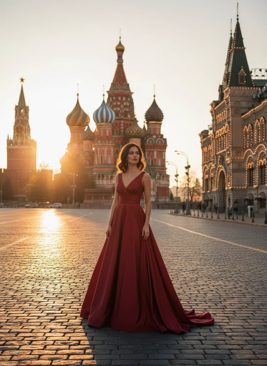 Вариант образа в стиле Фотосессия на Красной площади — ИИ генерация фото