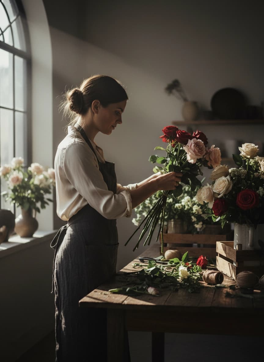 Пример портрета Фотосессия для флориста от нейросети Sorya