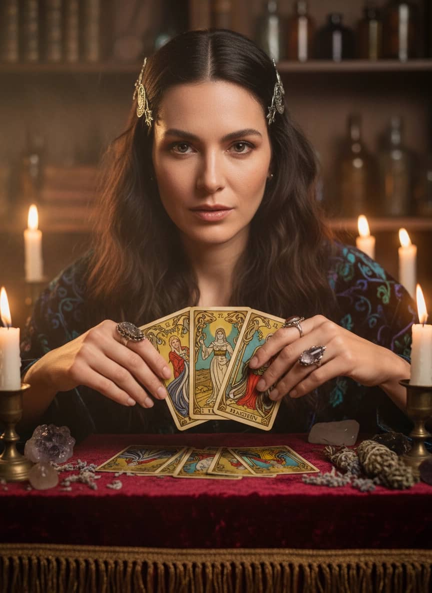 Креативная ИИ фотосессия: Фотосессия для таролога — пример генерации Sorya.ru