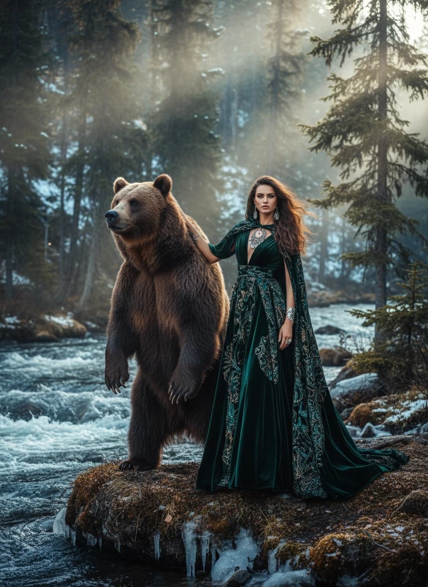 Пример ИИ фотосессии в стиле Фотосессия с медведем — создано в Sorya.ru (6)