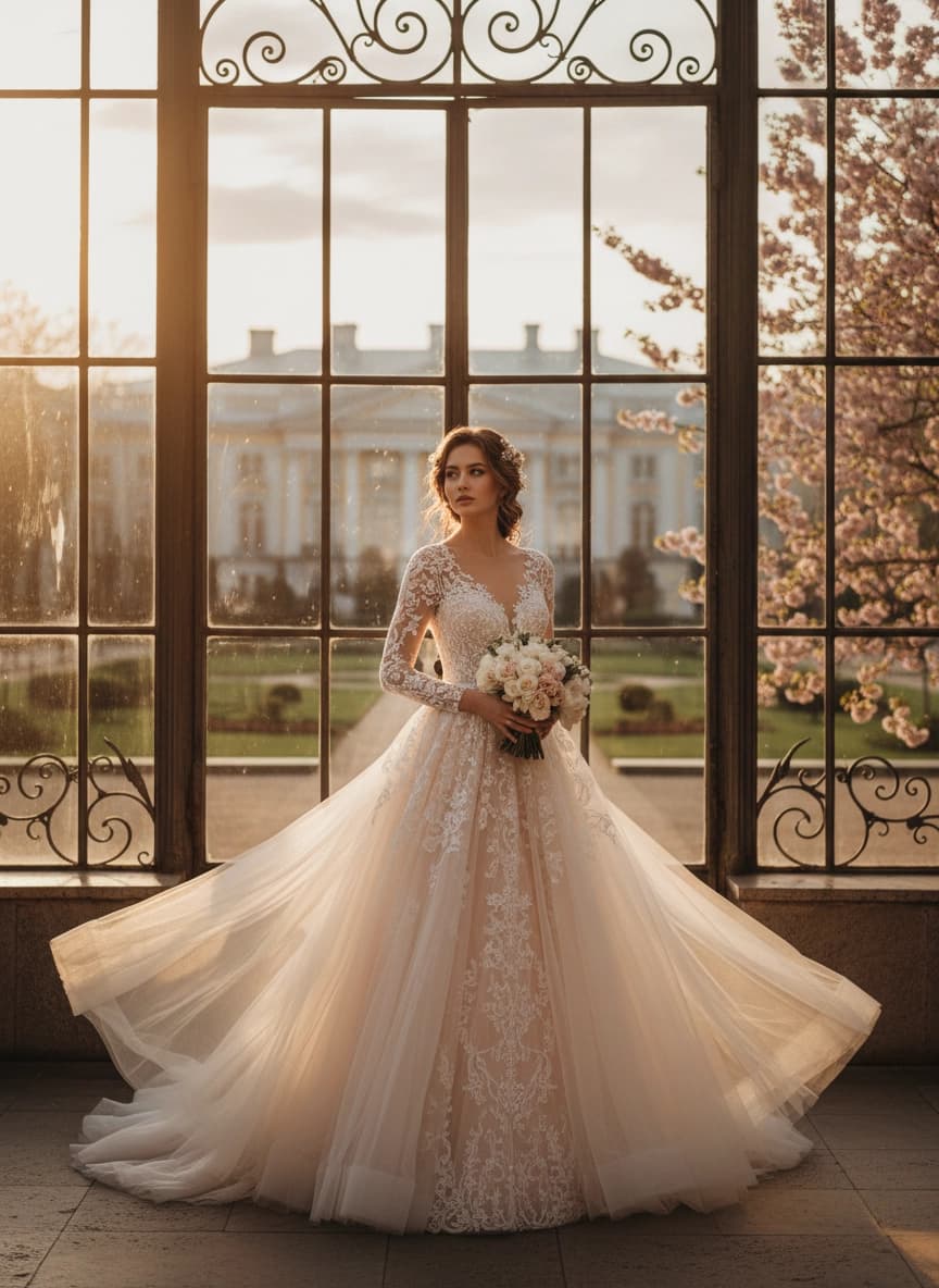 Пример портрета Фотосессия в свадебном платье от нейросети Sorya