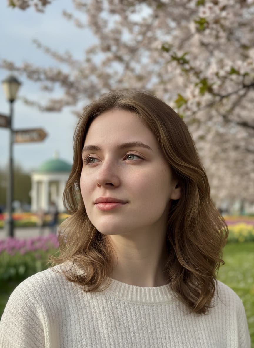 Идея для ИИ фотосессии: Весенняя фотосессия — пример генерации нейросети Sorya