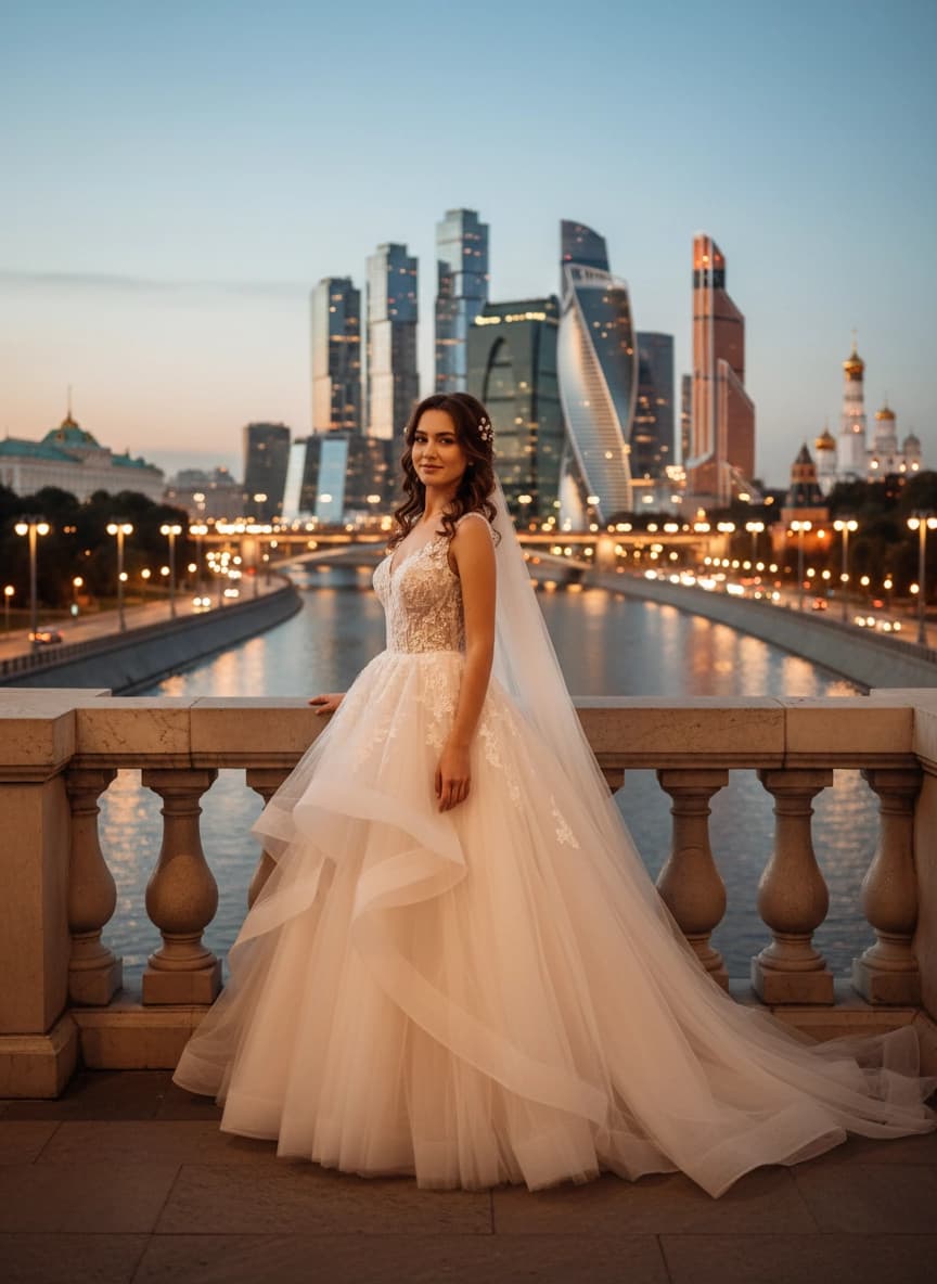 Идея для ИИ фотосессии: Фотосессия в свадебном платье — пример генерации нейросети Sorya