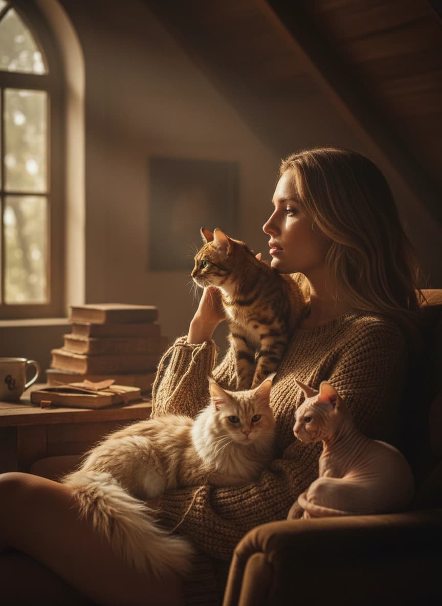 Пример портрета Фотосессия с кошками от нейросети Sorya