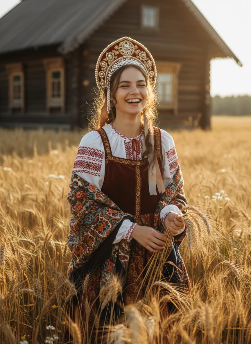 Пример портрета Фотосессия в русских народных образах от нейросети Sorya