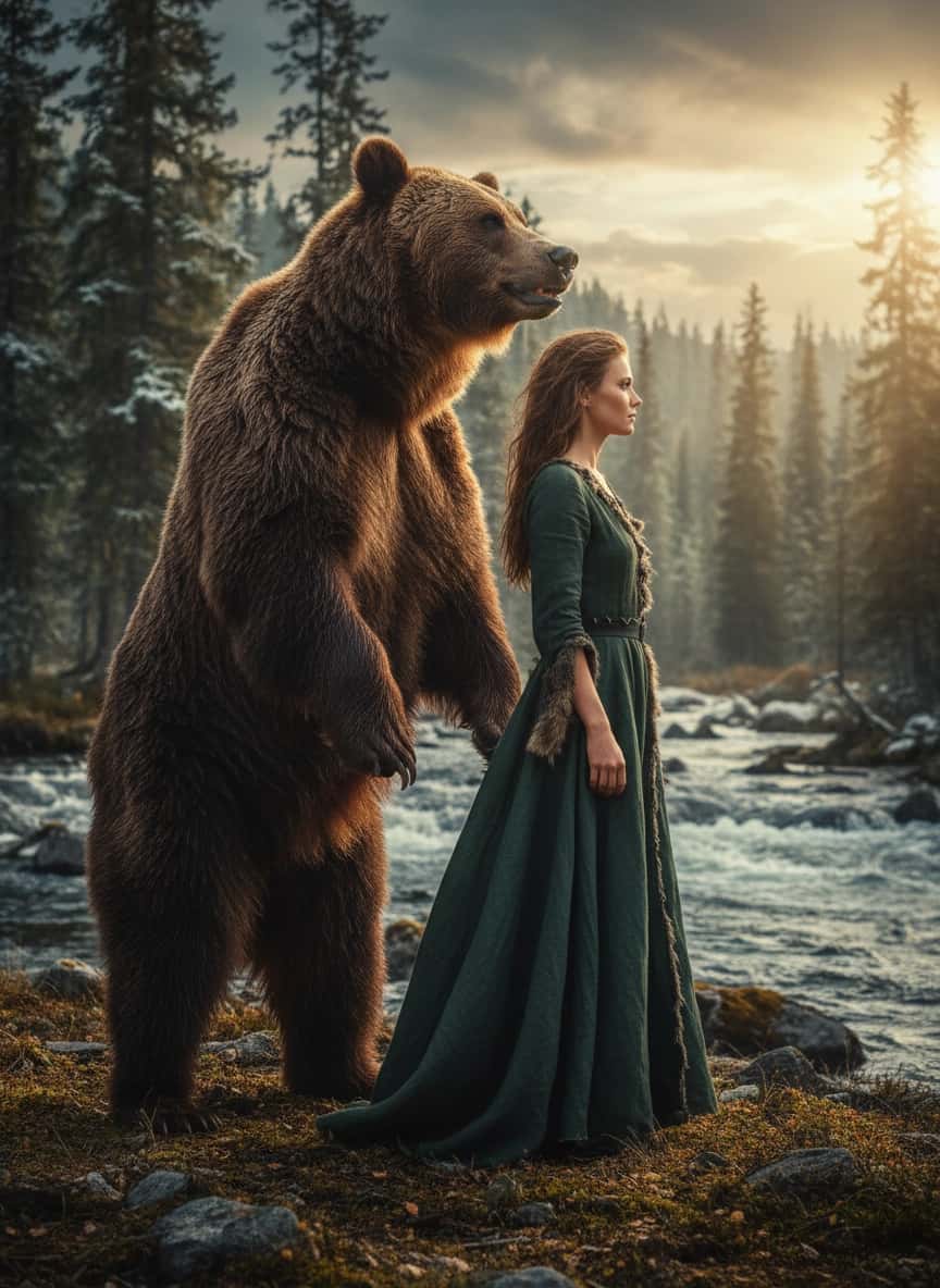 Пример портрета Фотосессия с медведем от нейросети Sorya