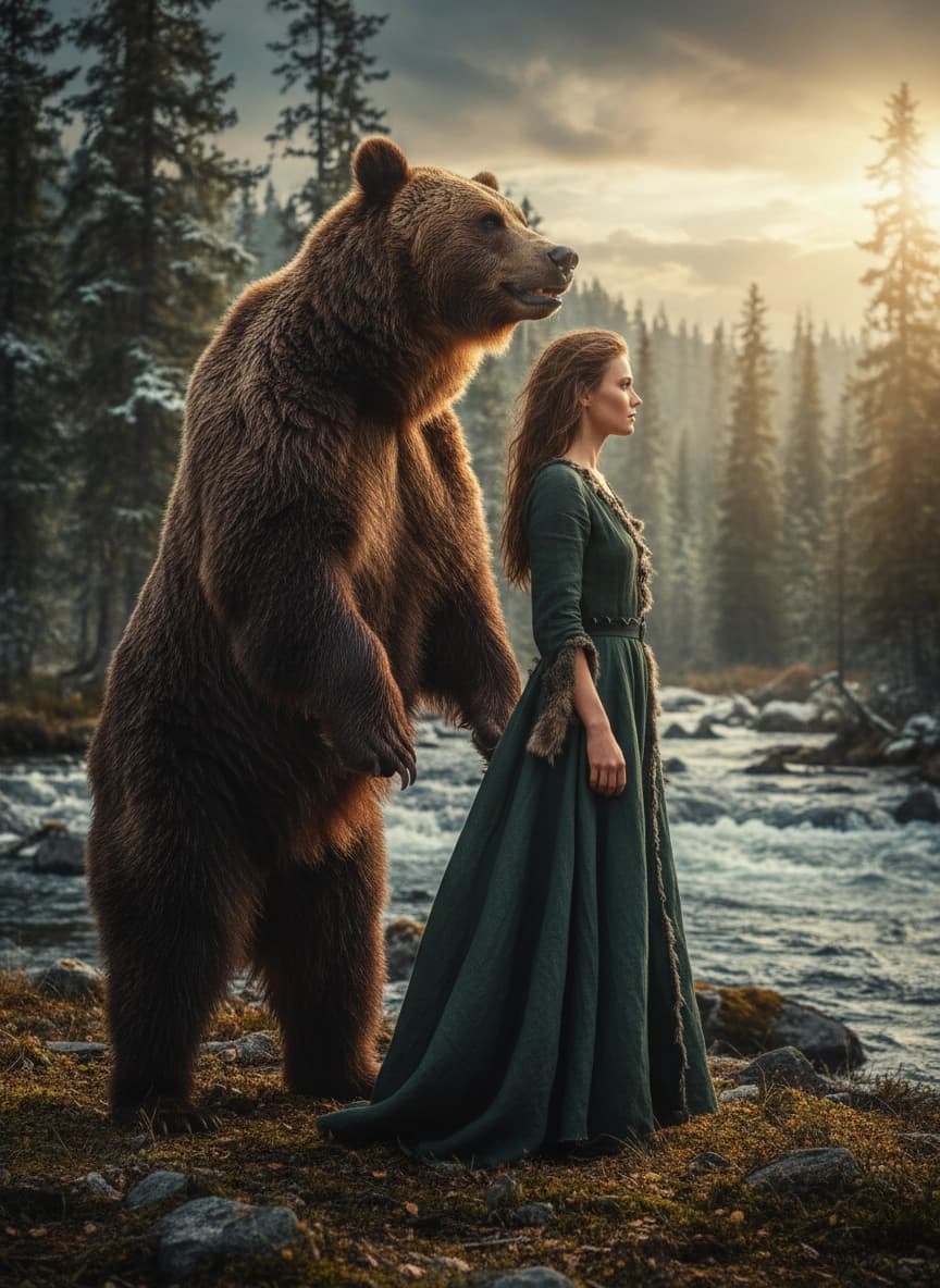 Пример портрета Фотосессия с медведем от нейросети Sorya