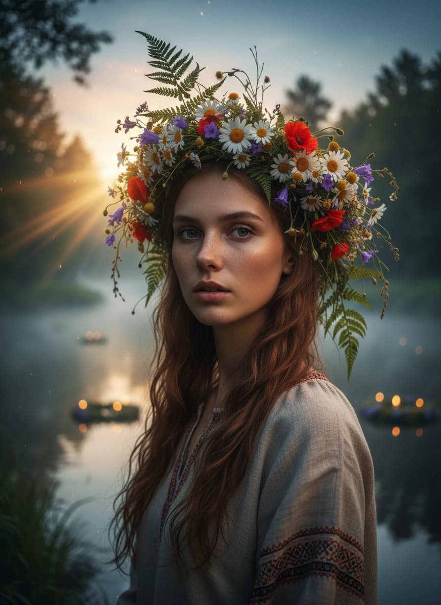 Идея для ИИ фотосессии: Фотосессия Иван Купала — пример генерации нейросети Sorya