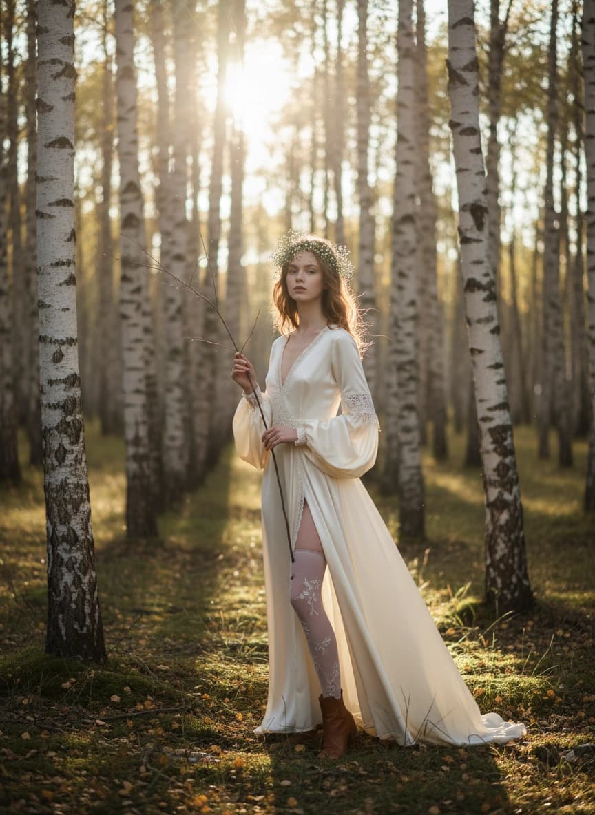 Пример портрета Фотосессия с берёзками от нейросети Sorya