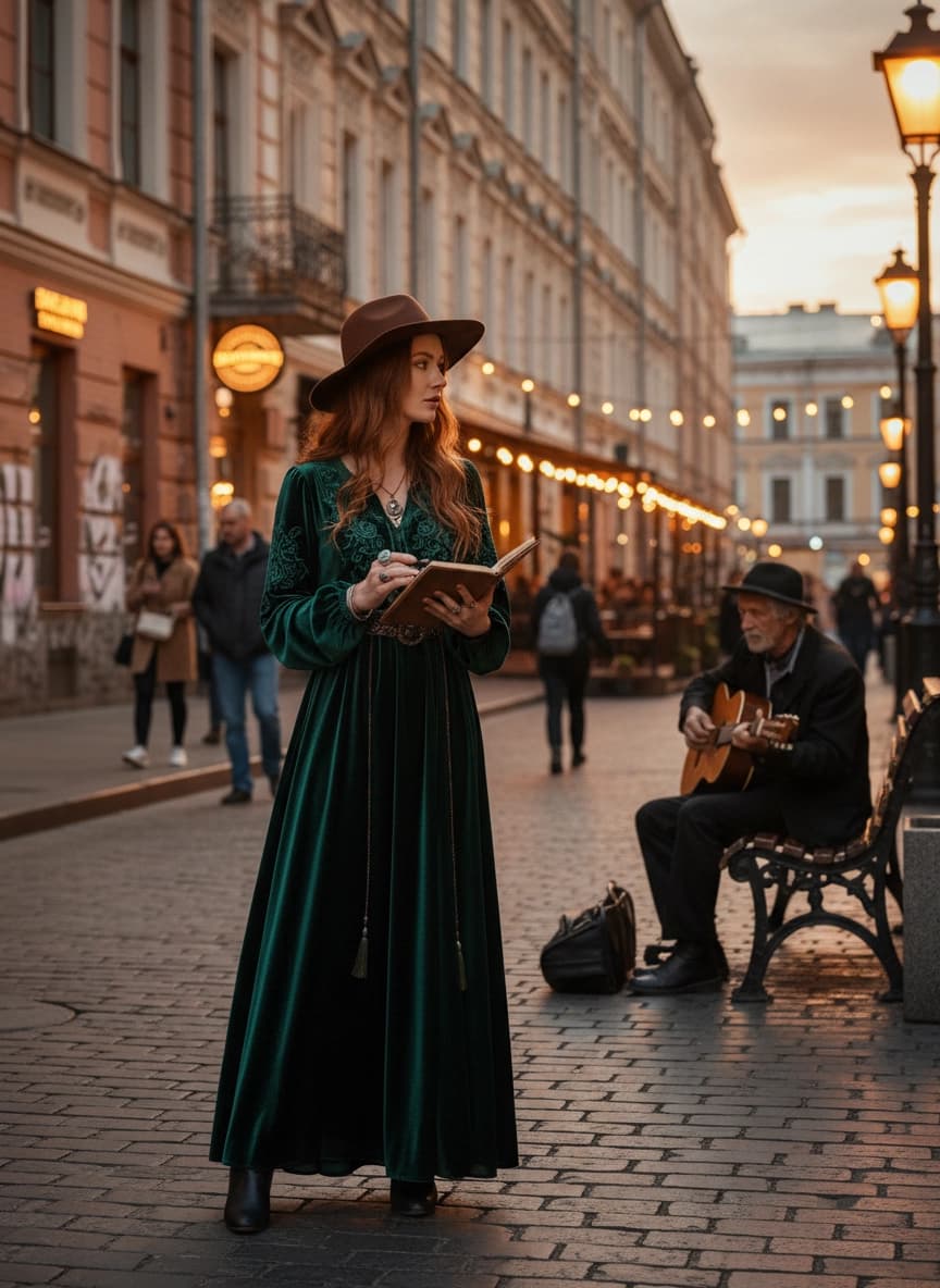 Вариант образа в стиле Фотосессия на Московском Арбате — ИИ генерация фото