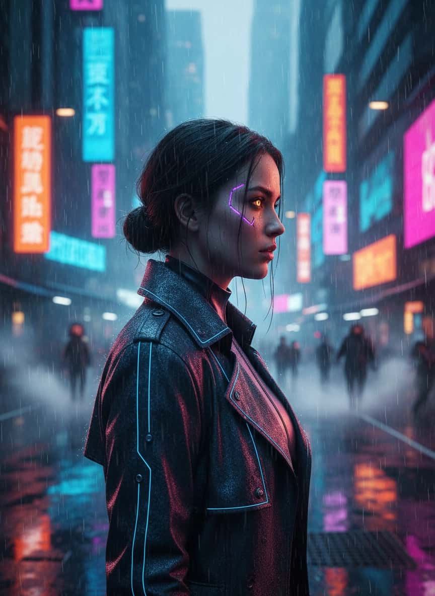 Пример портрета Фотосессия в стиле киберпанк от нейросети Sorya