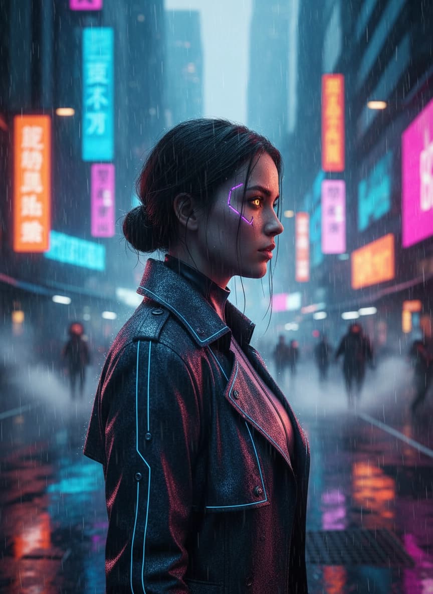 Пример портрета Фотосессия в стиле киберпанк от нейросети Sorya