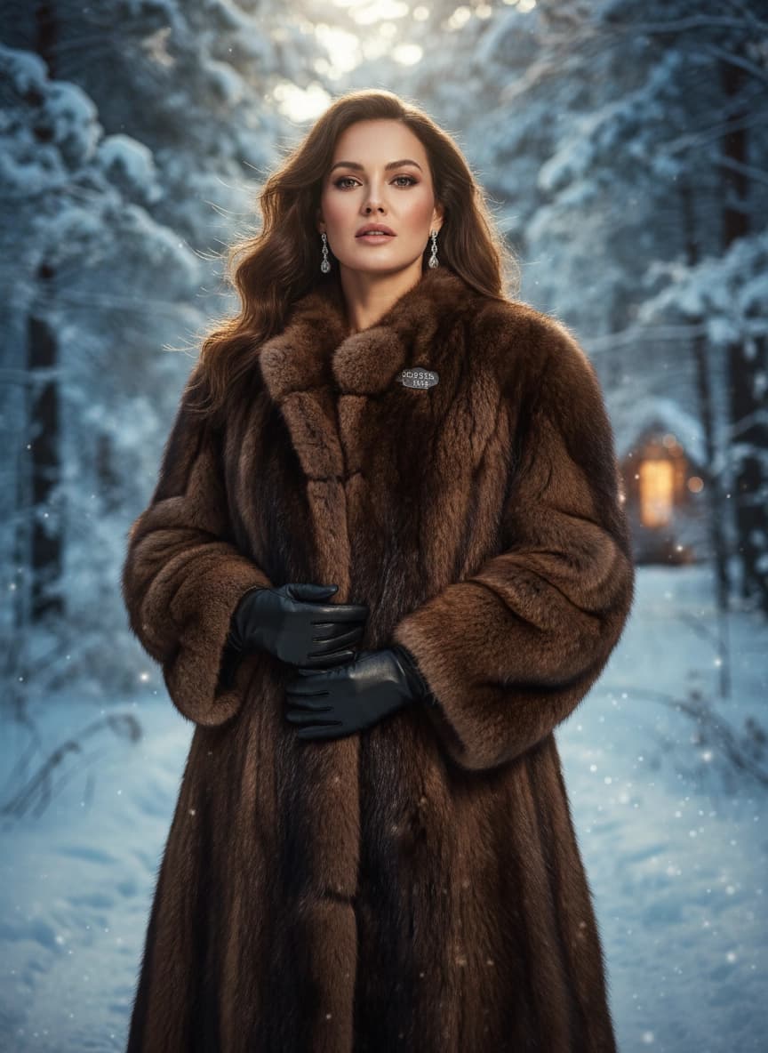 Пример портрета Фотосессия в шубе от нейросети Sorya